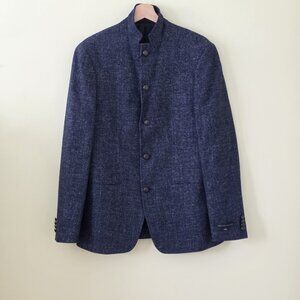 John Varvatos Blazer Mens US 40R Marled Blue Wool Blend Unlined 5B Double Vented